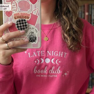 Late night book club sweatshirt, Book lover gift, Bookish, Bookish gifts, Gifts for readers, Booktok, Book merch Heliconia