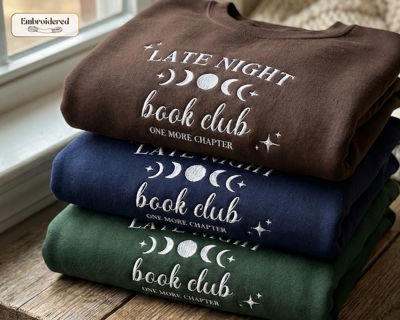 Late night book club sweatshirt, Book lover gift, Bookish, Bookish gifts, Gifts for readers, Booktok, Book merch image 1