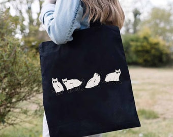 Gepersonaliseerde vriendelijke Ghost Trick or Treat Canvas Tote Bag Tassen & portemonnees Draagtassen Verkrijgbaar in natuurlijk of zwart 