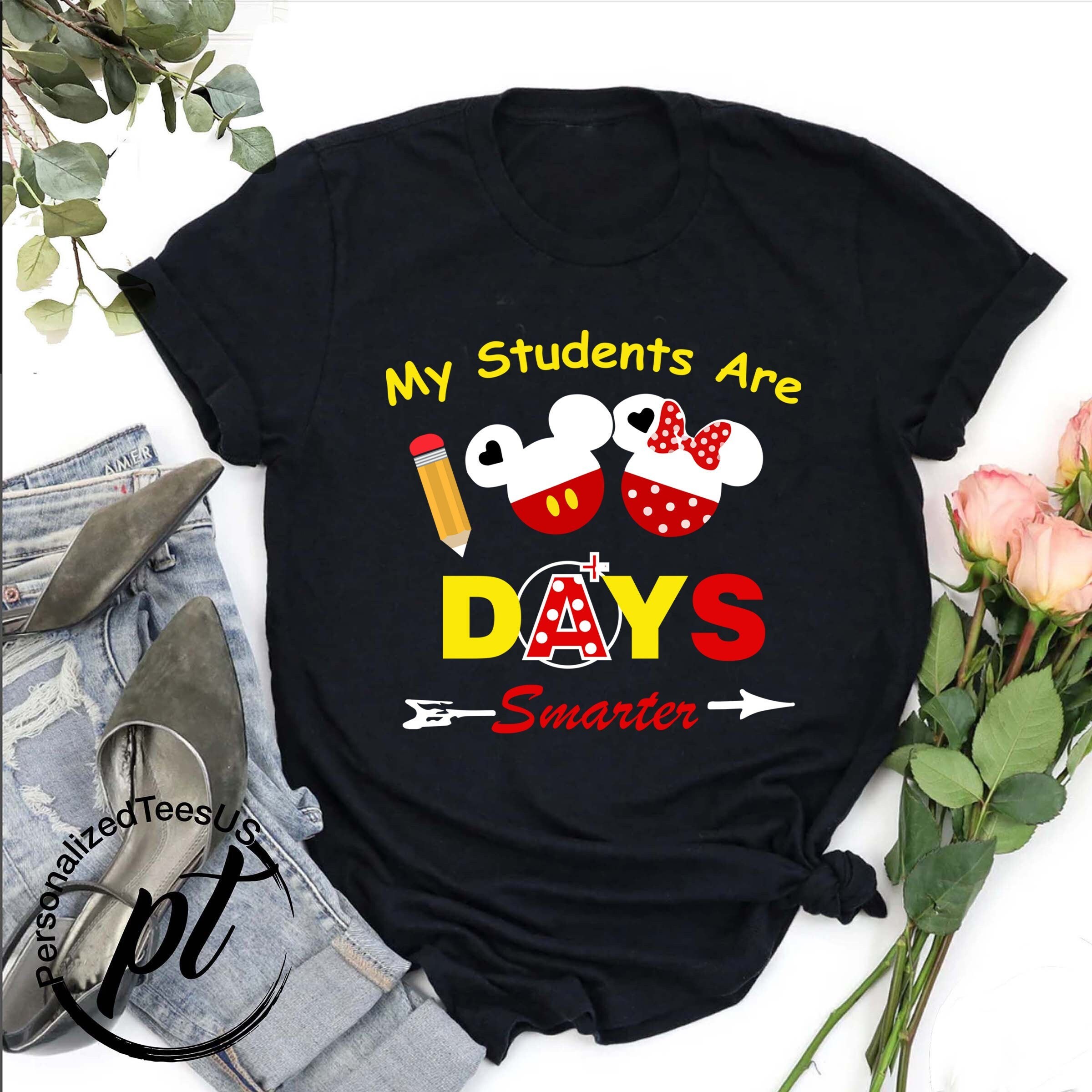Teacher Mickey Mouse Ears,Gift For Teacher Shirt,Happy 100 Days Of School Shirt