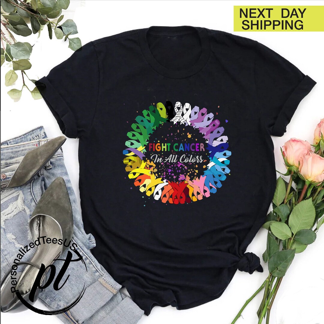 Fight Cancer in All Colors Shirtmulticolored Ribbon - Etsy