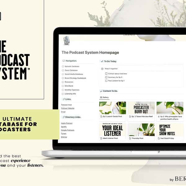 Notion Template Podcast Planner | Podcast Planner | Digital Podcast Content | Podcast Template | Notion Content Planner | Content Calendar