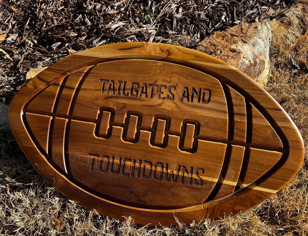 Football Fans Snack Large Board Teak Wood Charcuterie Board Serving ...