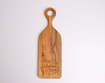 Valentine's Day Wooden plate/charcuterie/ cutting board. Teak Wood. Serving tray. 21.5  7x 1in. Perfect for a gift!