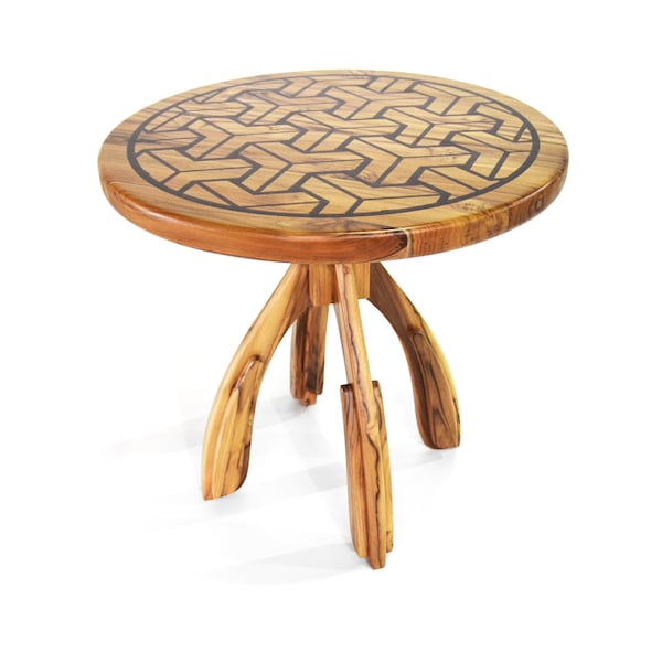 Teak Wood/Resin Epoxy Round Designed Unique Side Table / End table / Bench 23,5x23,5in
