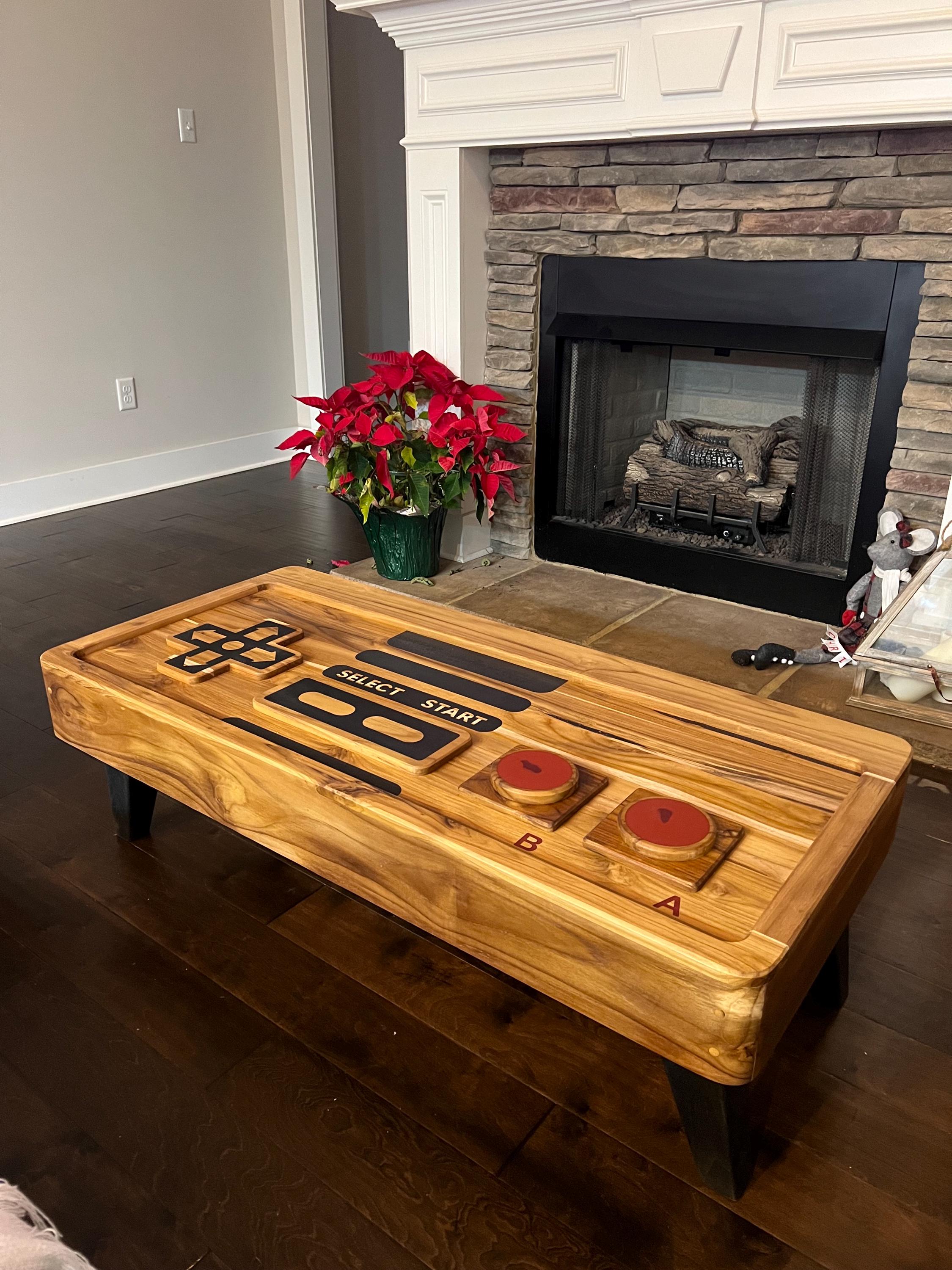 Controller Coffee Table Vintage-inspired Old School Teak Coffee Table With Retro Nintendo ...