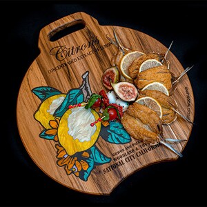 Teak Charcuterie board custom Tray Citrons