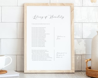 Litany of Humility Printable, Catholic Prayer Print, Homeschool Poster, Classroom Prayer