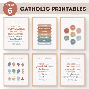 Catholic Homeschool Printable, Catholic Classroom Decor, Catholic Wall Art Poster, Gifts of the Holy Spirit Print, Digital Download, School