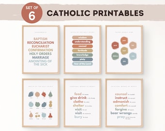 Catholic Homeschool Printable, Catholic Classroom Decor, Catholic Wall Art Poster, Gifts of the Holy Spirit Print, Digital Download, School
