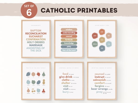 Catholic Homeschool Printable, Catholic Classroom Decor, Catholic Wall Art Poster, Gifts of the Holy Spirit Print, Digital Download, School