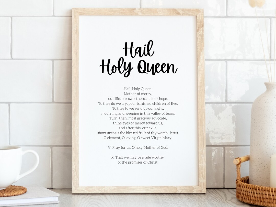 Hail Holy Queen Print, Catholic Prayer Printable, Mary Prayer, Salve ...
