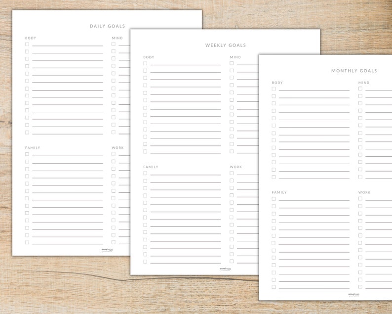 Goal Sheets, Goal Setting, SMART Goals, Live Goals, Daily, Weekly ...