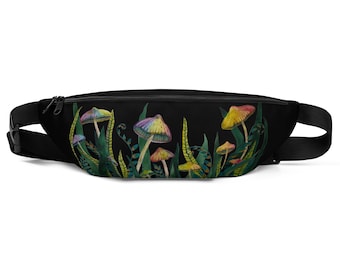 Mushroom Fanny Pack (Bum Bag, Belt Bag, Hip Bag, Waist Bag), magic mushrooms print, festival fanny pack