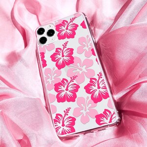 Coconut Girl Preppy Phone Case with Hibiscus Hawaiian Flowers for Trendy Tropical VSCO Girl Aesthetic with Surfer Aloha Vibes, Summer Cases image 2