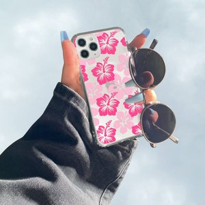 Coconut Girl Preppy Phone Case with Hibiscus Hawaiian Flowers for Trendy Tropical VSCO Girl Aesthetic with Surfer Aloha Vibes, Summer Cases image 5