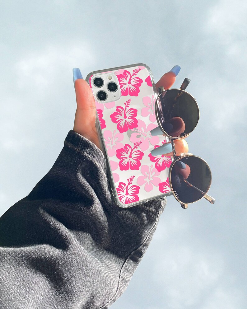 Coconut Girl Preppy Phone Case with Hibiscus Hawaiian Flowers for Trendy Tropical VSCO Girl Aesthetic with Surfer Aloha Vibes, Summer Cases image 5