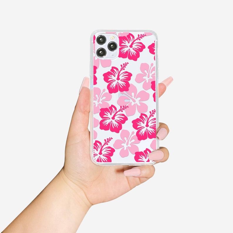 Coconut Girl Preppy Phone Case with Hibiscus Hawaiian Flowers for Trendy Tropical VSCO Girl Aesthetic with Surfer Aloha Vibes, Summer Cases image 4