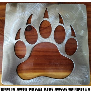 Bear paw stencil metal stencil, wood router, painting, wood burning, pattern making, wood working, tracing cnc cut steel 6.5 X 6.5