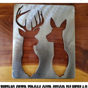 Buck and doe silhouette metal stencil , wood router, painting, wood burning, pattern making, wood working, tracing, cnc cut steel