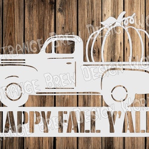 Happy Fall Y'all Truck SVG, plik do wycinania dyni (pobieranie cyfrowe)
