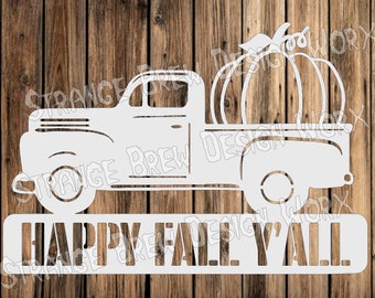 Fröhlichen Herbst Y'all LKW SVG, Kürbis Schnittdatei (Digitaler Download)