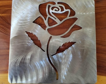 Rose stencil metal stencil , wood router, painting, wood burning, pattern making, wood working, tracing cnc cut steel Rose