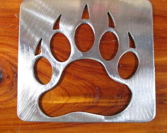Bear paw stencil, small metal stencil, 3.5 inch wood router, painting, wood burning, pattern making, wood working, cnc cut steel, coaster