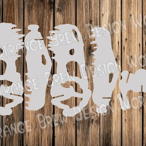 May include: A set of four white metal silhouette cutouts of snowshoes. The snowshoes are arranged in a row on a woodgrain background. Snowshoeing is a popular winter activity.