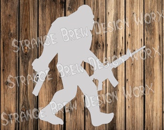 Bigfoot with guns DXF file svg / png / pdf / eps / Ai file cnc plasma, vinyl cutter, cricut, cameo cnc dxf cnc plasma cut files zip file