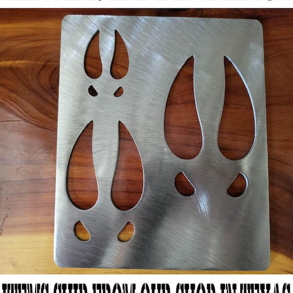 Deer hoof stencil metal stencil, wood router, painting, wood burning, pattern making, wood working, tracing cnc cut steel deer hooves