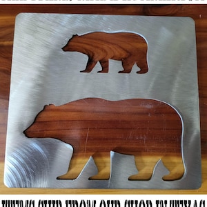 Bear stencil metal stencil, wood router, painting, wood burning, pattern making, wood working, tracing cnc cut steel
