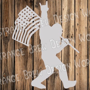Bigfoot with flag DXF file svg / png / pdf / eps / Ai file cnc plasma, vinyl cutter, cricut, cameo cnc dxf cnc plasma cut files
