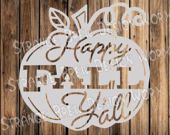 Happy Fall Yall DXF-Datei svg / png / pdf / eps / Ai-Datei Cnc-Plasma, Schneideplotter, Cricut, Cameo Cnc Dxf Cnc-Plasma-Schnittdateien Zip-Datei
