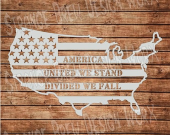 American Flag Map, CNC Plasma Laser Cut File (Digital Download)