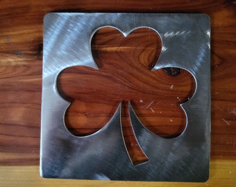 Shamrock stencil metal stencil , wood router, painting, wood burning, pattern making, wood working, tracing cnc cut steel Shamrock