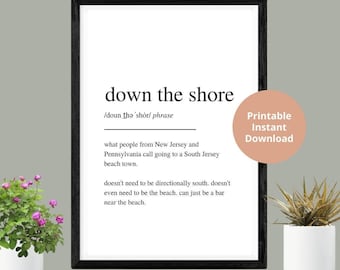 Down the Shore Philadelphia Print | Instant Digital Download | Printable | Jersey Shore Artwork | Gifts | Beach Artwork