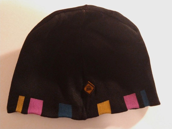 Vintage Women's BRAINWEAR Knit Hat, Black Pink Ye… - image 9