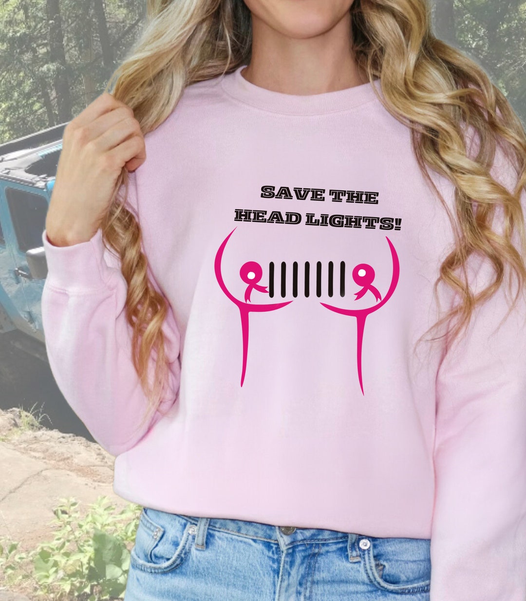 Save the Headlights Breast Cancer Awareness Sweatshirt Breast Etsy