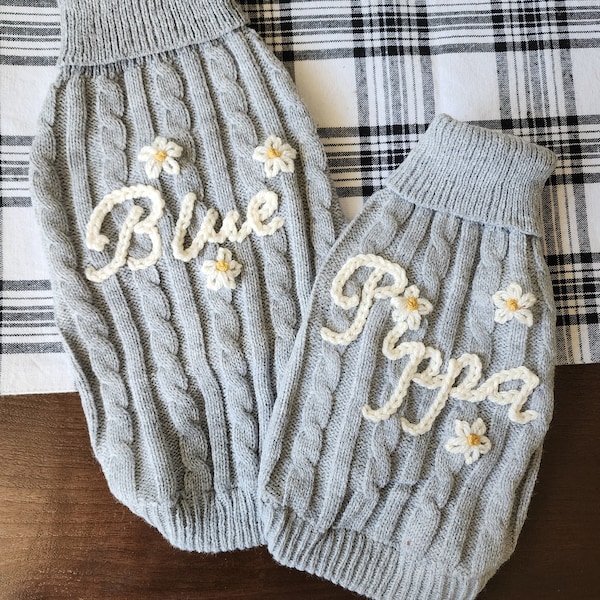Personalized Dog Sweater: Custom Name Puppy Keepsake