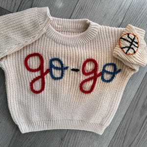 Basketball personalized hand embroidered sweater/ baby and toddler sweater/ Keepsake/ sports