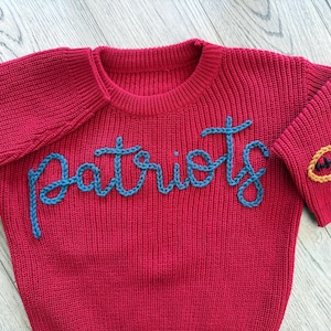 Football hand embroidered name sweater/ baby and toddler sweater/ Keepsake