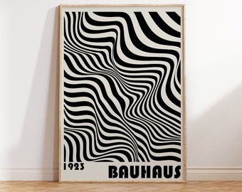 Bauhaus Linear Design, Bauhaus Exhibition Poster, Black Art Bauhaus Print, Mid Century Modern Wall Art, Poster contemporaneo