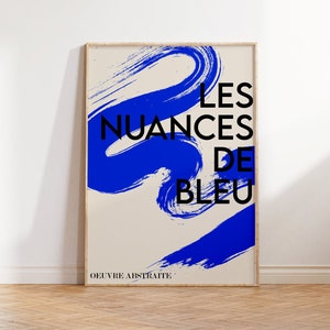 Abstract Blue Wall Art, Bauhaus Blue Poster, Modern Abstract Print, Les Nuances De Bleu