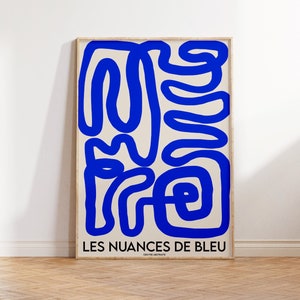 Blaue Bauhaus Wandkunst, abstraktes blaues Ausstellungsplakat für zeitgenössische Kunst
