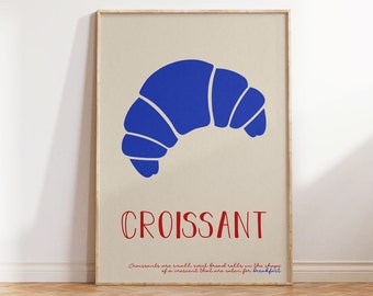 Croissant Minimalist Poster, Croissant Modern Art Print, Contemporary Kitchen Prints, Croissant French Poster