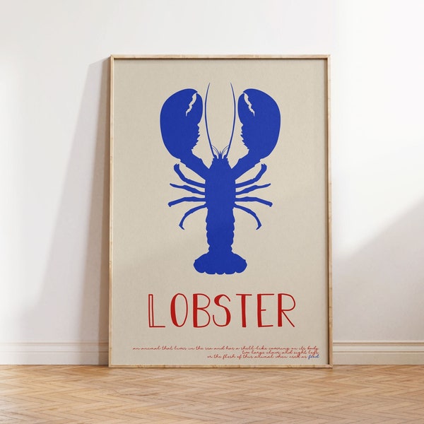 Affiche de homard, impression d'art moderne de homard, impressions de cuisine contemporaine avec homard