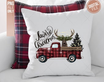 Merry Christmas, Truck Sublimation, Buffalo Plaid Png, Digital Illustration, Sublimation File, Christmas Png, Png Sublimation, Christmas Png