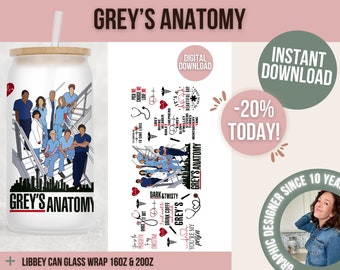 Grey’s Anatomy PNG, 16oz Libbey Wrap, Greys, Nurse, Grey Sloan, Quotes, Greys Quote, Mcdreamy, PNG Glass Wrap, Greys Anatomy Libbey wrap