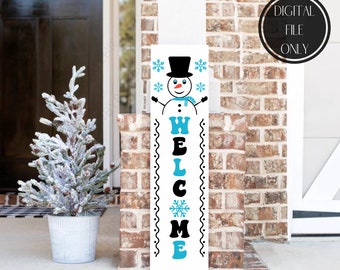 Segno portico di Natale svg, segno verticale del portico svg, Buon Natale svg , segno di benvenuto svg, segno verticale di Natale svg , inverno svg, pupazzo di neve